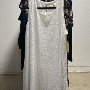 Tacera White Sheath Wedding Dress Sleeveless Scoop Neck